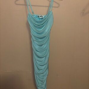 Elegant Blue Draped Dress